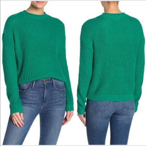 Abound Ribbed Knit Dolman Sweater Pullover Green